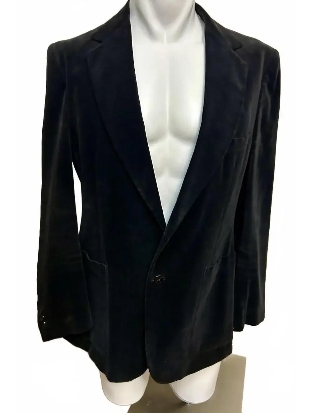 Vintage Scotch & Gray LTD Black Velvet Blazer Men’s Size 44R Retro Sport Coat